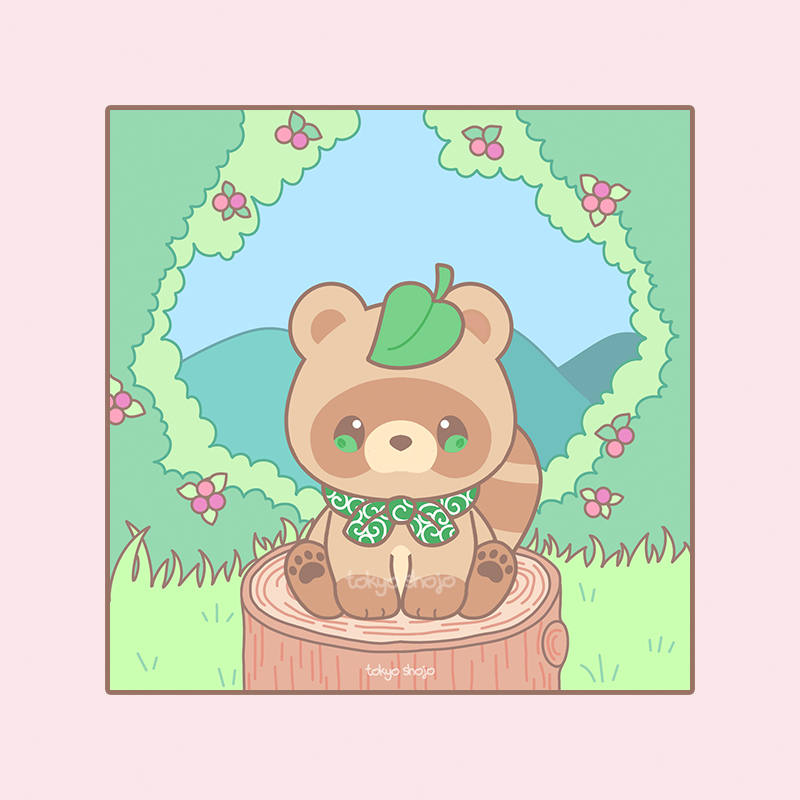 Poko the Tanuki 5"x5" Art Print