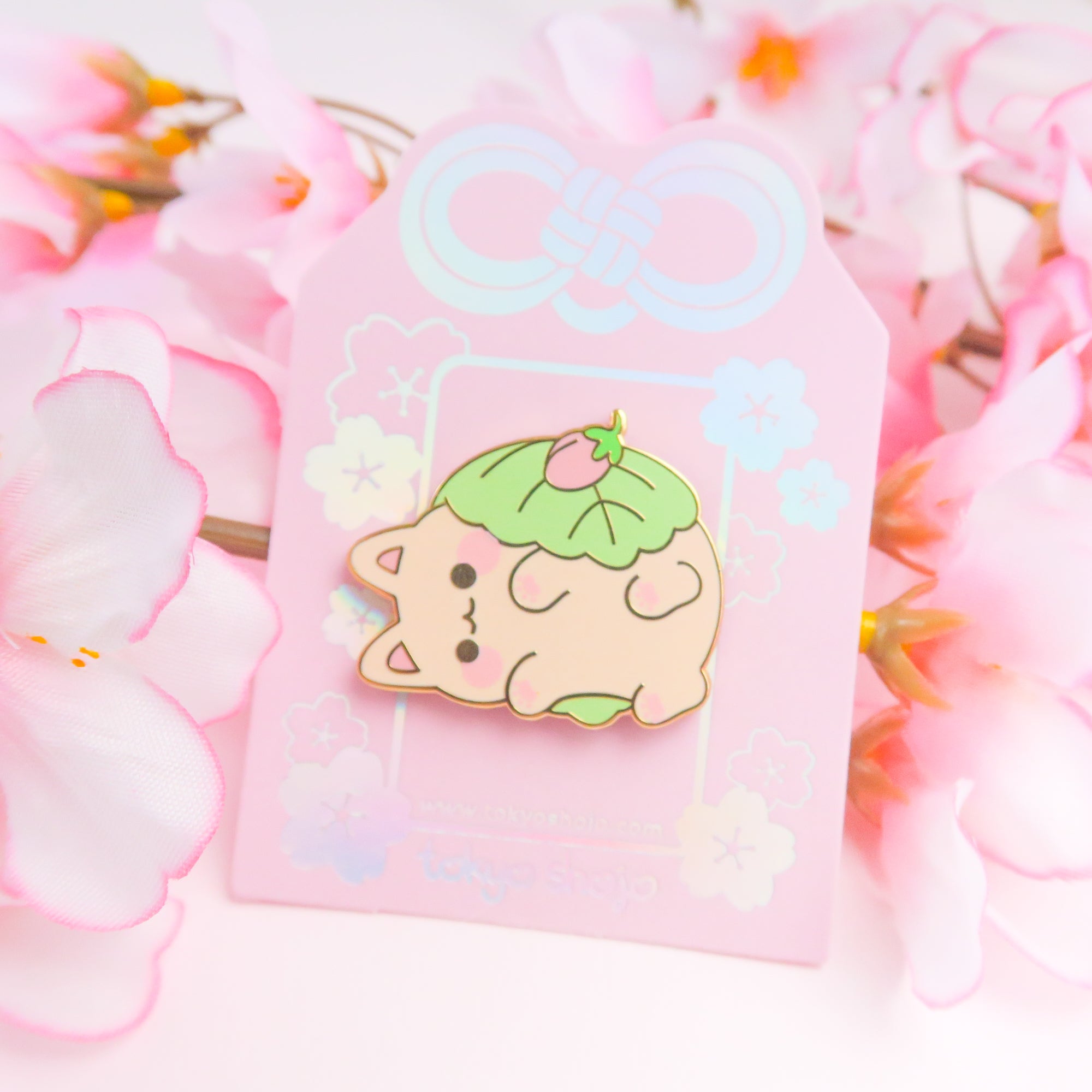 Sakura Mochi Cat Pin