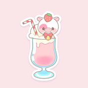 Strawberry Milkshake Cow Sticker